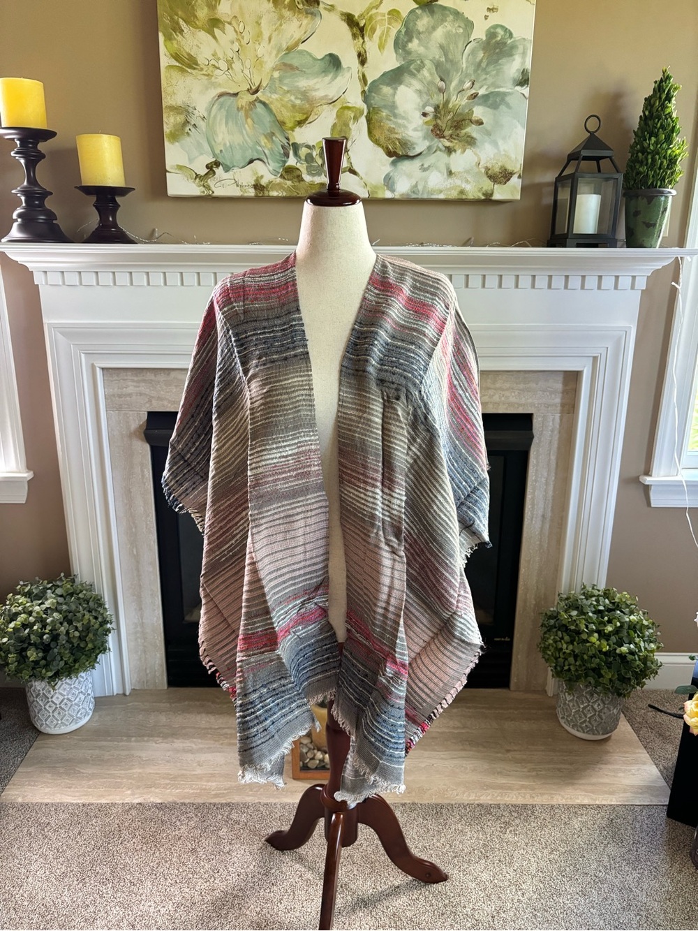 *NEW* Chico’s Textured Stripe Ruana Covering - Multi-Color - One-Size